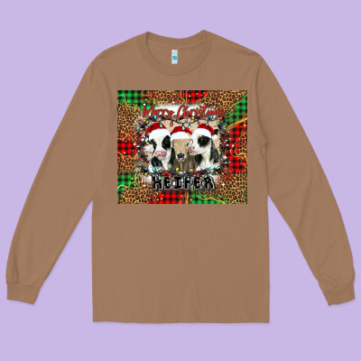 Merry Christmas Heifer Long Sleeve Tee Designed By Jasminsmagicworld
