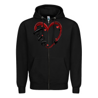 Black valentines day heart Zipper Hoodie - MaliasSmallBusiness