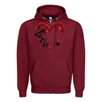 Burgundy valentines day heart Zipper Hoodie - MaliasSmallBusiness