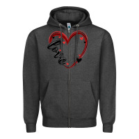Charcoal Heather valentines day heart Zipper Hoodie - MaliasSmallBusiness