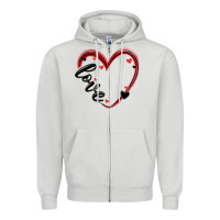 Dove Grey valentines day heart Zipper Hoodie - MaliasSmallBusiness