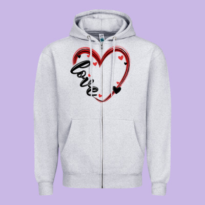 Valentines Day Heart Zipper Hoodie Designed By Maliassmallbusiness