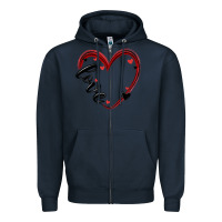 Navy valentines day heart Zipper Hoodie - MaliasSmallBusiness