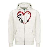 Oatmeal Heather valentines day heart Zipper Hoodie - MaliasSmallBusiness