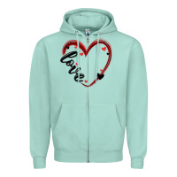 Seafoam valentines day heart Zipper Hoodie - MaliasSmallBusiness