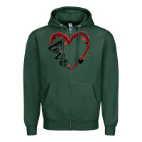 Sports Green valentines day heart Zipper Hoodie - MaliasSmallBusiness