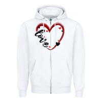 White valentines day heart Zipper Hoodie - MaliasSmallBusiness
