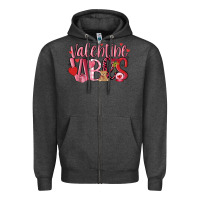 Charcoal Heather valentine vibes Zipper Hoodie - MaliasSmallBusiness