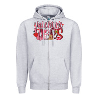 Heather Grey valentine vibes Zipper Hoodie - MaliasSmallBusiness