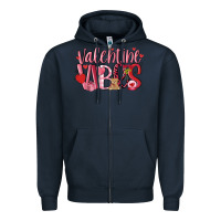 Navy valentine vibes Zipper Hoodie - MaliasSmallBusiness