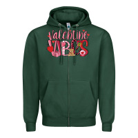 Sports Green valentine vibes Zipper Hoodie - MaliasSmallBusiness