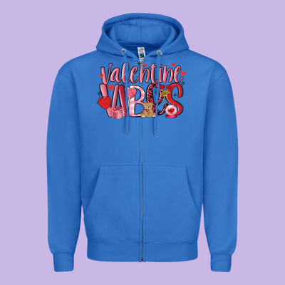 Valentine Vibes Zipper Hoodie Designed By Maliassmallbusiness