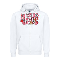 White valentine vibes Zipper Hoodie - MaliasSmallBusiness