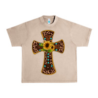 French Oak leopard gemstone sunflower cross Urban Heavy Tee - JahusDesignShop