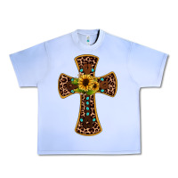 Grape Ice leopard gemstone sunflower cross Urban Heavy Tee - JahusDesignShop