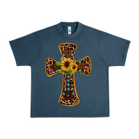 Midnight Navy leopard gemstone sunflower cross Urban Heavy Tee - JahusDesignShop