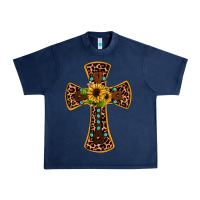 Navy leopard gemstone sunflower cross Urban Heavy Tee - JahusDesignShop