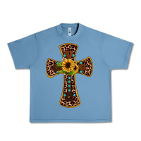 Pebble Blue leopard gemstone sunflower cross Urban Heavy Tee - JahusDesignShop