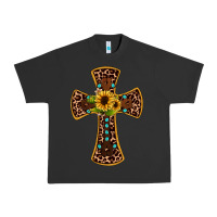 Pigment Black leopard gemstone sunflower cross Urban Heavy Tee - JahusDesignShop