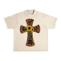 Sandshell leopard gemstone sunflower cross Urban Heavy Tee - JahusDesignShop