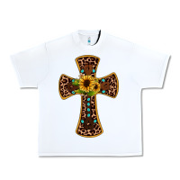 White leopard gemstone sunflower cross Urban Heavy Tee - JahusDesignShop