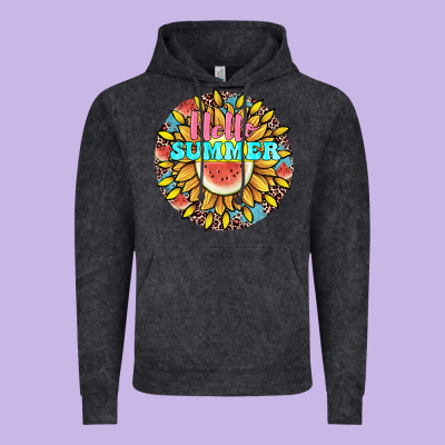Hello Summer Vintage Hoodie Designed By Jahusdesignshop