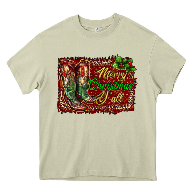 Merry Christmas Y'all Boots Heavy Core Tee by RanaPortraitStore | Teevron