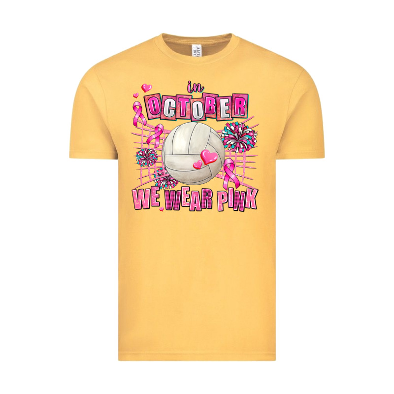 In October We Wear Pink Volleyball Vintage Tee by AdoDesignShop | Teevron