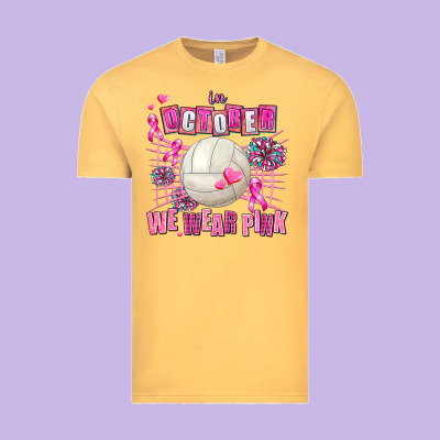 In October We Wear Pink Volleyball Vintage Tee Designed By Adodesignshop