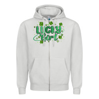 Dove Grey lucky girl Zipper Hoodie - MaliasSmallBusiness