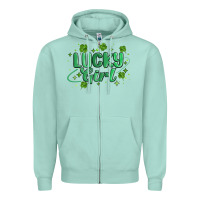 Seafoam lucky girl Zipper Hoodie - MaliasSmallBusiness