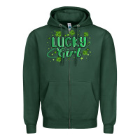 Sports Green lucky girl Zipper Hoodie - MaliasSmallBusiness