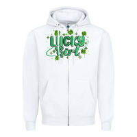 White lucky girl Zipper Hoodie - MaliasSmallBusiness