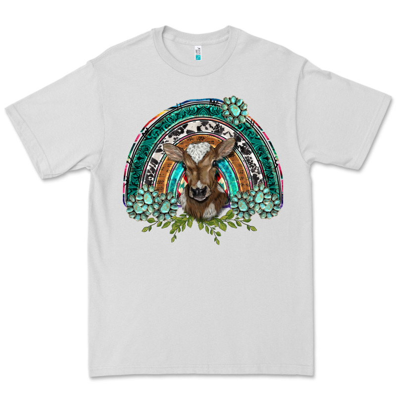 Turquoise Gemstones Brown Baby Cow  Rainbow Premium Tee by BarkalooDesign | Teevron