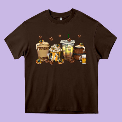 Beer Coffee Cups Heavy Core Tee Designed By Texasbilliewilder