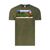 Vintage Olive merry christmas with santa claus license plate Vintage Tee - BundleAndBundleShop
