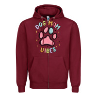 Burgundy dog mom vibes Zipper Hoodie - MaliasSmallBusiness