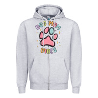 Heather Grey dog mom vibes Zipper Hoodie - MaliasSmallBusiness