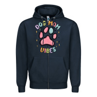 Navy dog mom vibes Zipper Hoodie - MaliasSmallBusiness