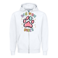 White dog mom vibes Zipper Hoodie - MaliasSmallBusiness