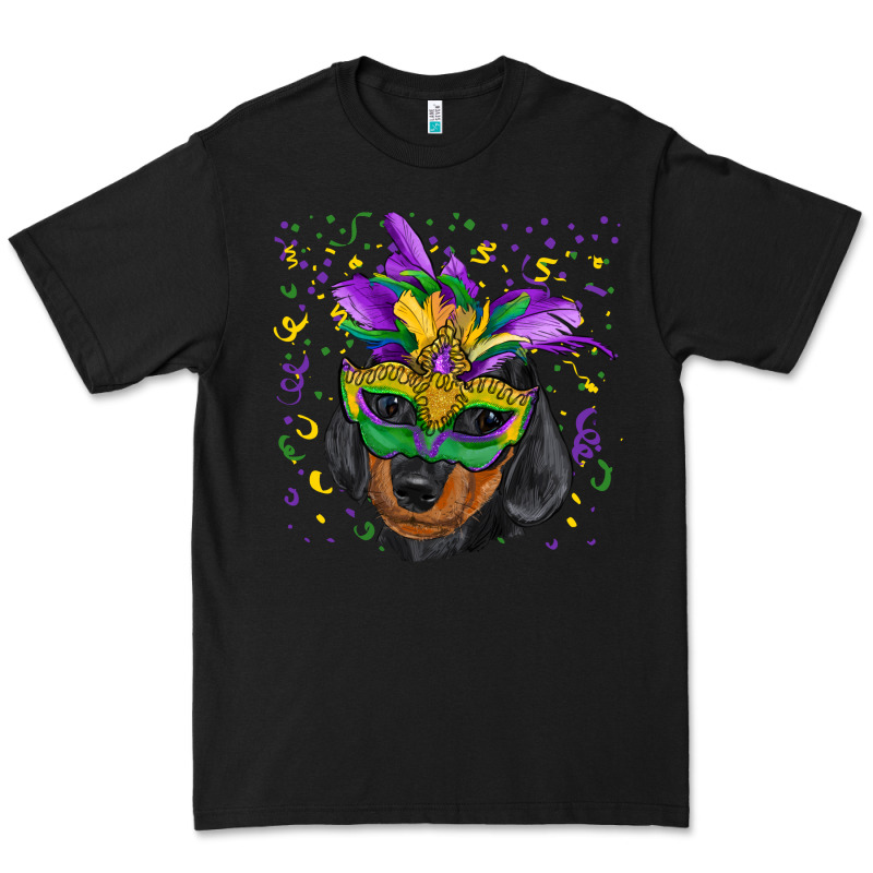 Mardi Gras Dachshund Puppy With Mask Premium Tee by RanaPortraitStore | Teevron