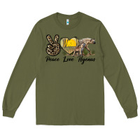 Army Green Peace Love Hyenas Long Sleeve Tee - LillyAllenDesigns