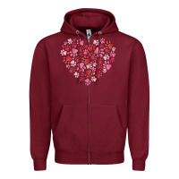 Burgundy dog valentine Zipper Hoodie - MaliasSmallBusiness