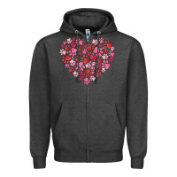 Charcoal Heather dog valentine Zipper Hoodie - MaliasSmallBusiness