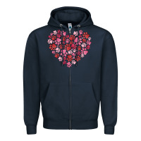Navy dog valentine Zipper Hoodie - MaliasSmallBusiness
