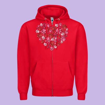 Dog Valentine Zipper Hoodie Designed By Maliassmallbusiness