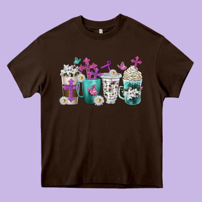 Blessed Coffee Cups Heavy Core Tee Designed By Texasbilliewilder