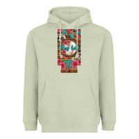 Matcha Play Ball Baseball With Pink Flowers 12 Oz Slim Can Cooler Heavyweight Hoodie - BundleAndBundleShop