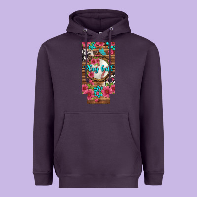 Play Ball Baseball With Pink Flowers 12 Oz Slim Can Cooler Heavyweight Hoodie Designed By Bundleandbundleshop