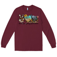 Burgundy Peace Love Jersey Giant Chicken Long Sleeve Tee - LillyAllenDesigns